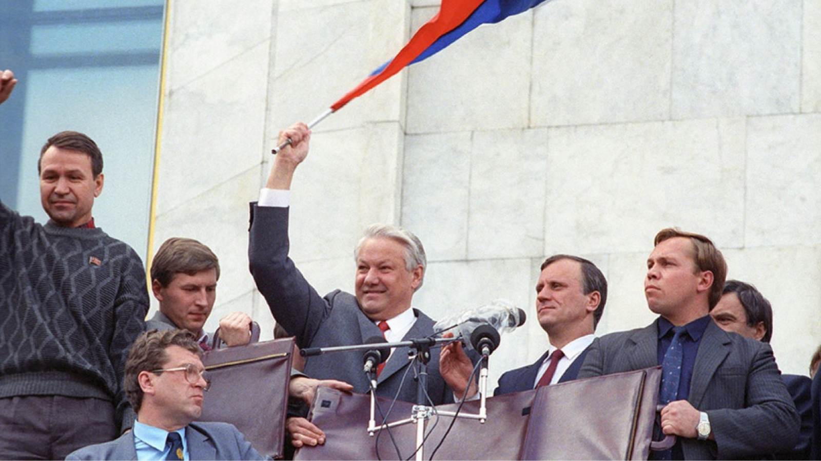Boris El’cin durante gli eventi di Mosca nell’agosto 1991