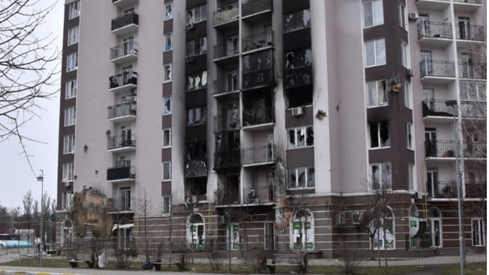 Buča il 6 aprile 2022 dopo la ritirata delle forze russe
